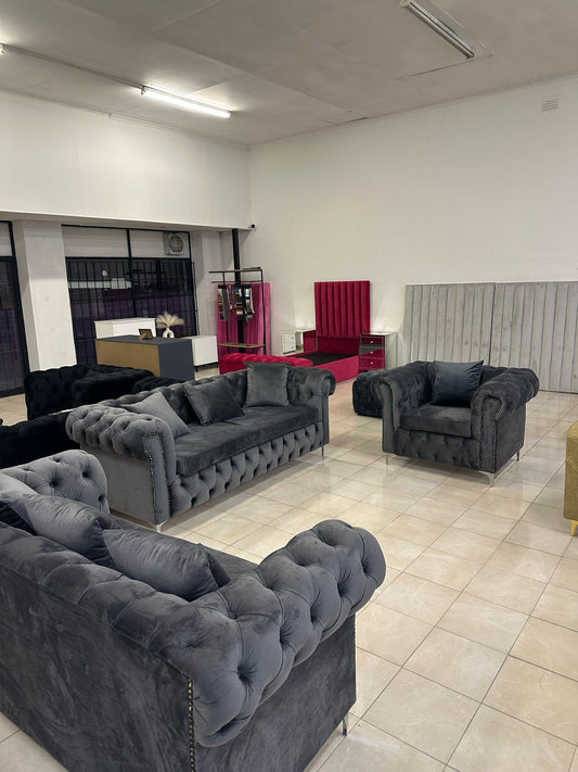 Round-Arms Chesterfield -(Set of 3) Luxe Living Interiors