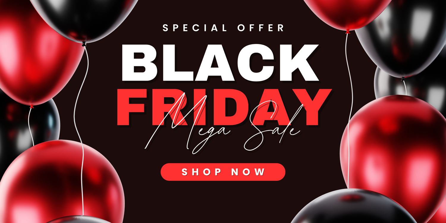 Black Friday Sale banner with bold text and discount offer