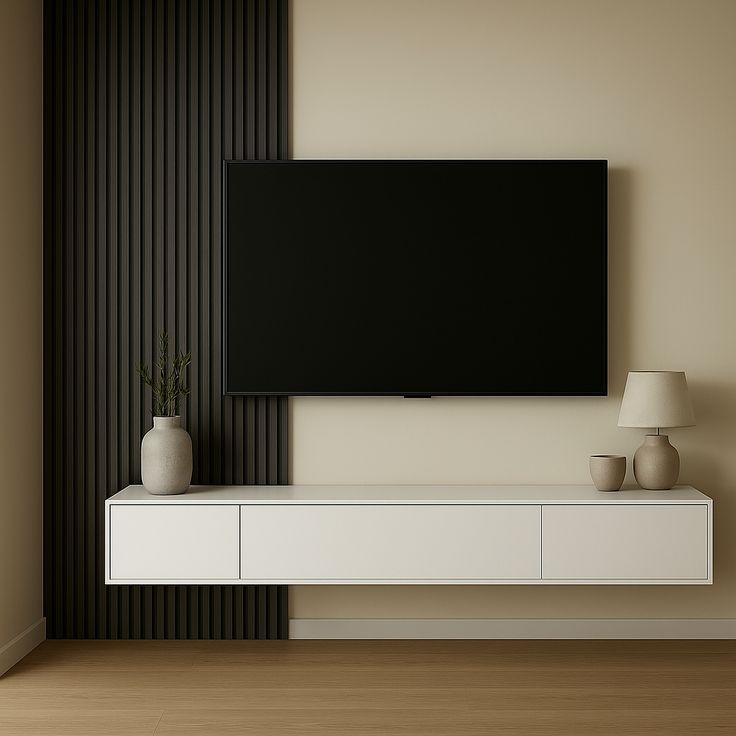 Half Room MonoForm - Wall Panels and Floating TV Stand Luxe Living Interiors