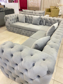 Half Room Corner Couch - Fully Buttoned Luxe Living Interiors