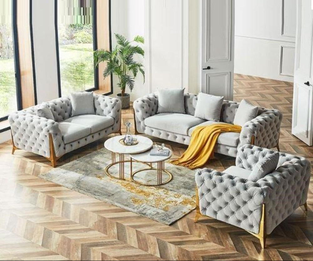 Back-To-Back Buttoned Couches Luxe Living Interiors