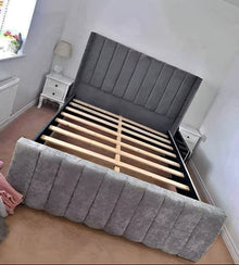 Luxe Panel Sleigh Bed styled in a bedroom setting — Luxe Living Interiors