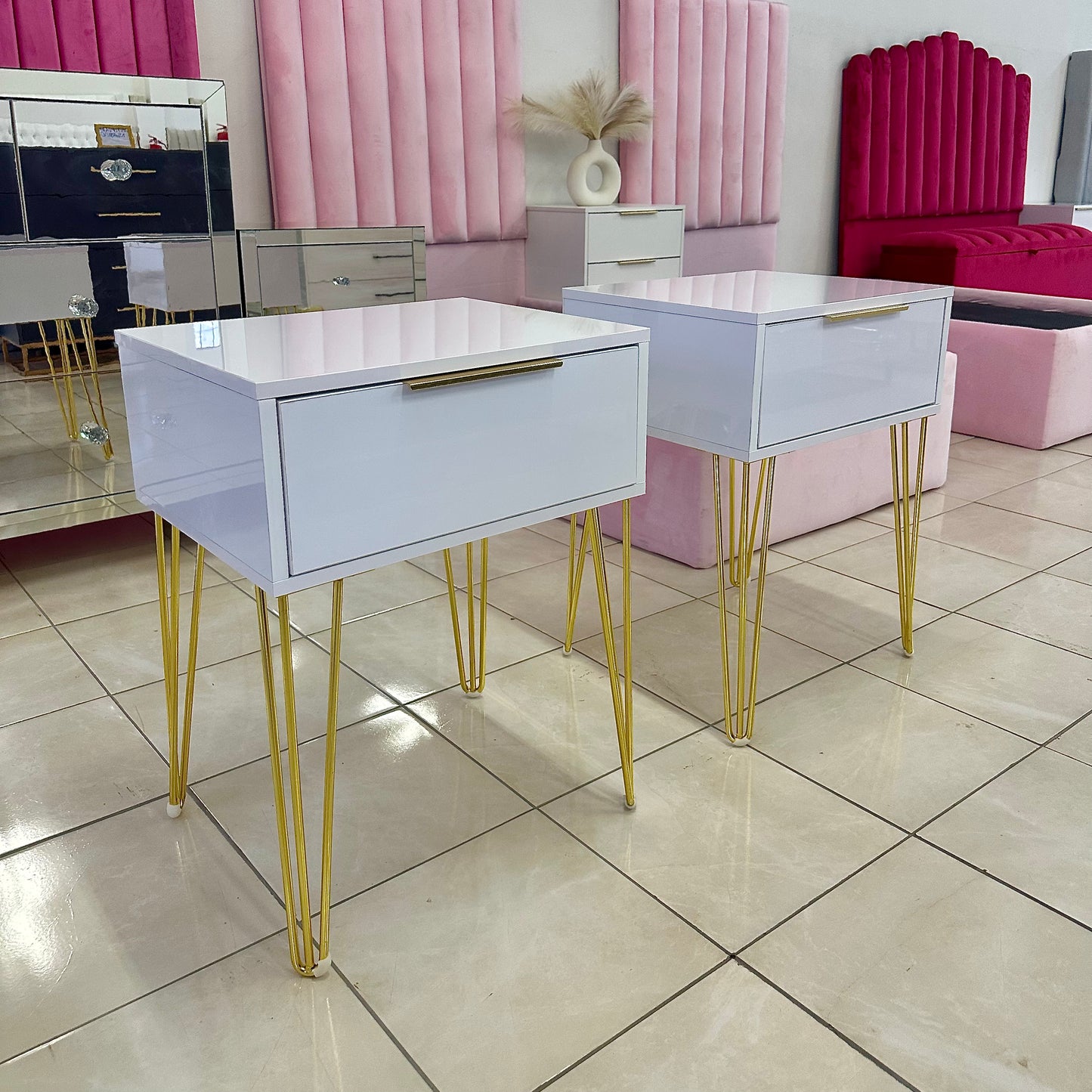 Amber 1-Drawer Pedestals & Dressing Table – Luxe Living Interiors