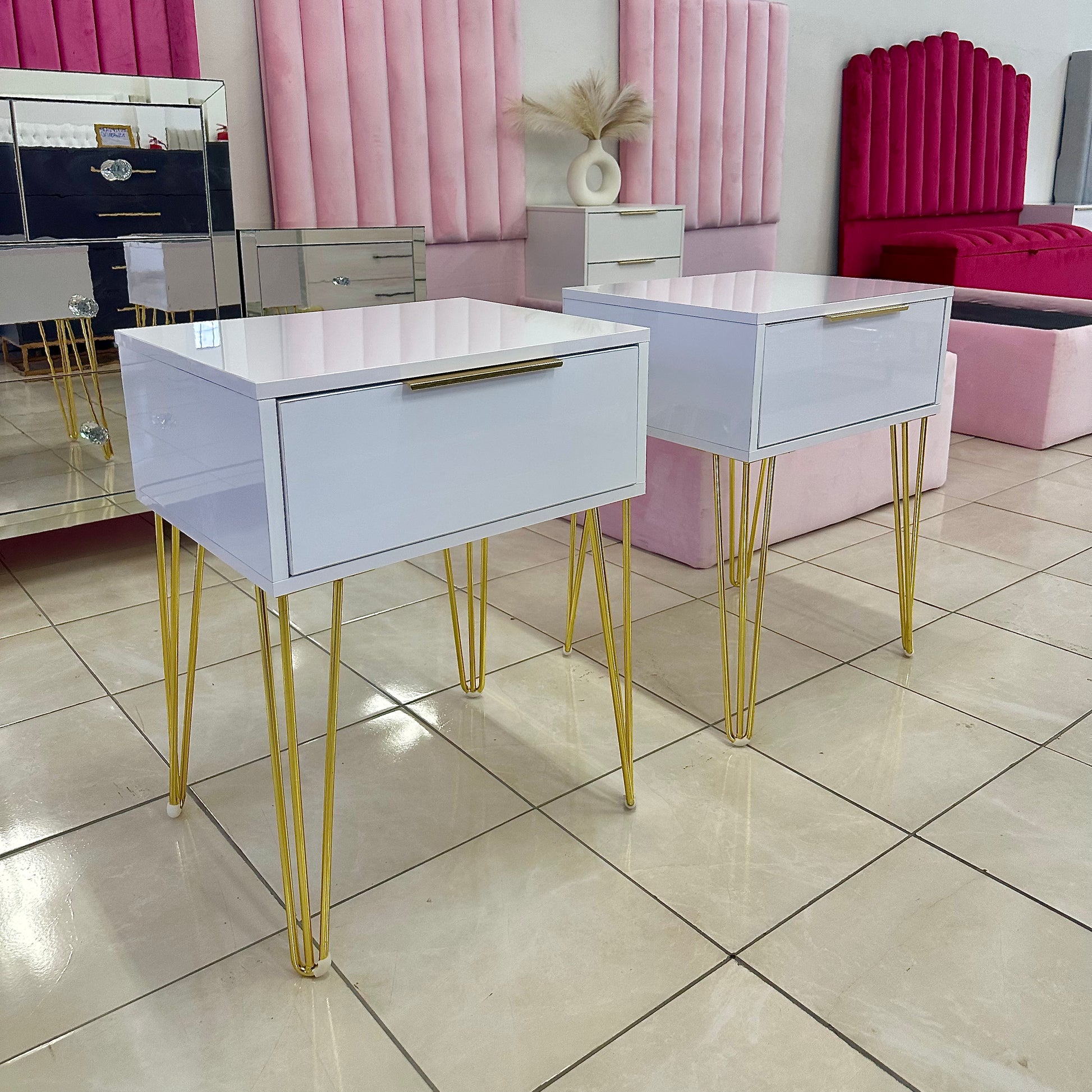 Amber 1-Drawer Pedestals & Dressing Table Luxe Living Interiors