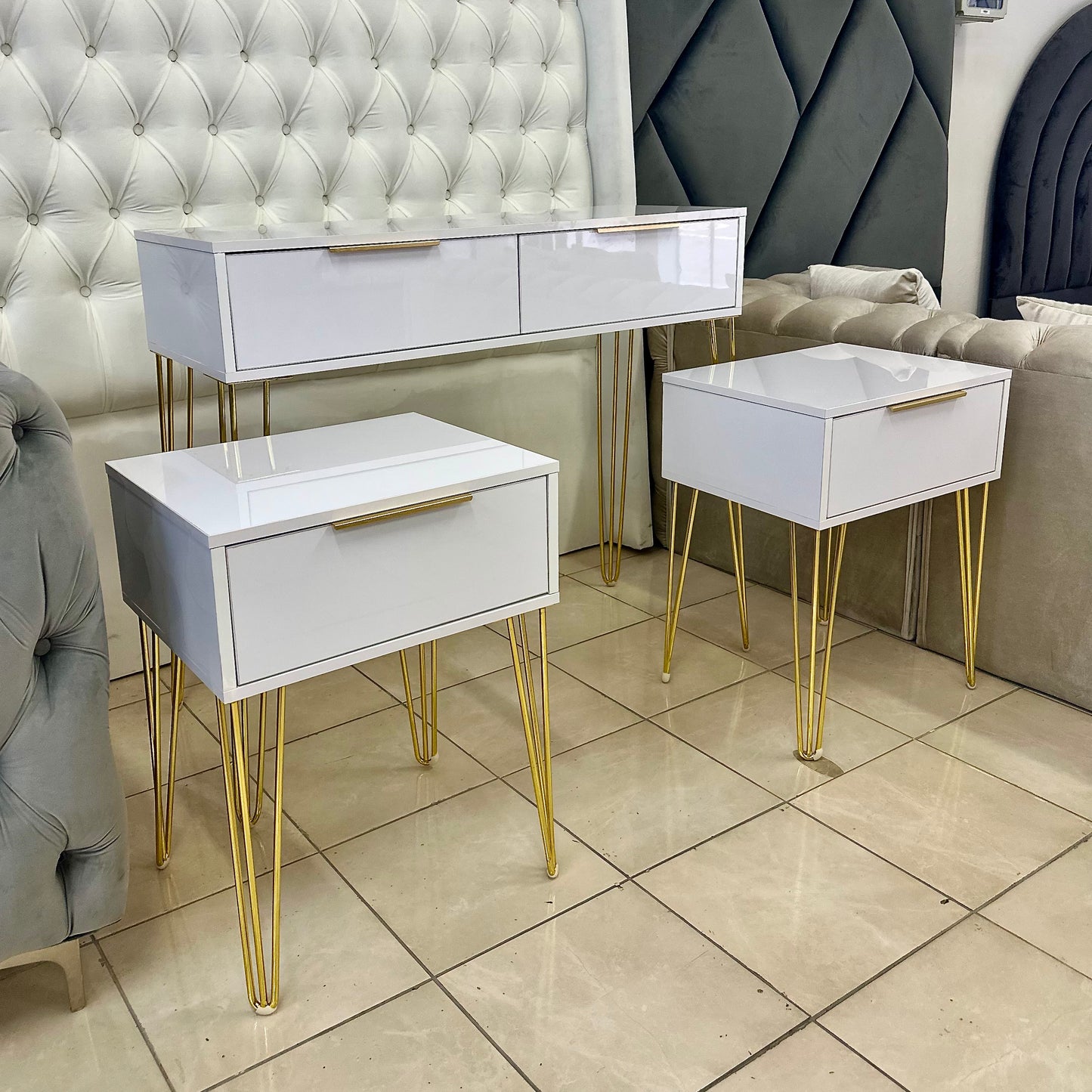 Amber 1-Drawer Pedestals & Dressing Table Luxe Living Interiors