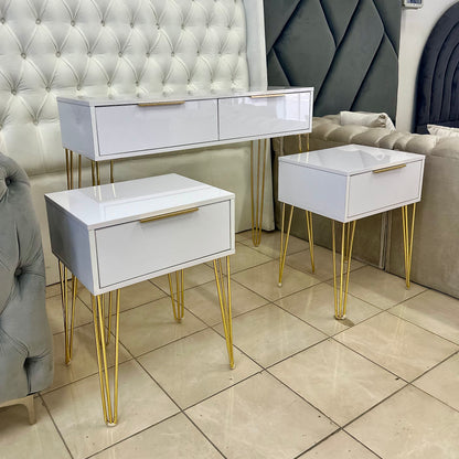Amber 1-Drawer Pedestals & Dressing Table Luxe Living Interiors