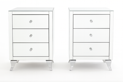 3-Drawer Glass Mirror Pedestals