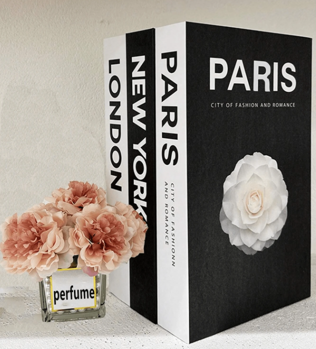 Luxury Decorative Artificial Books - 3pcs London, Paris, New York Luxe Living Interiors