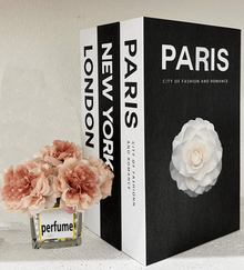 Luxury Decorative Artificial Books - 3pcs London, Paris, New York Luxe Living Interiors