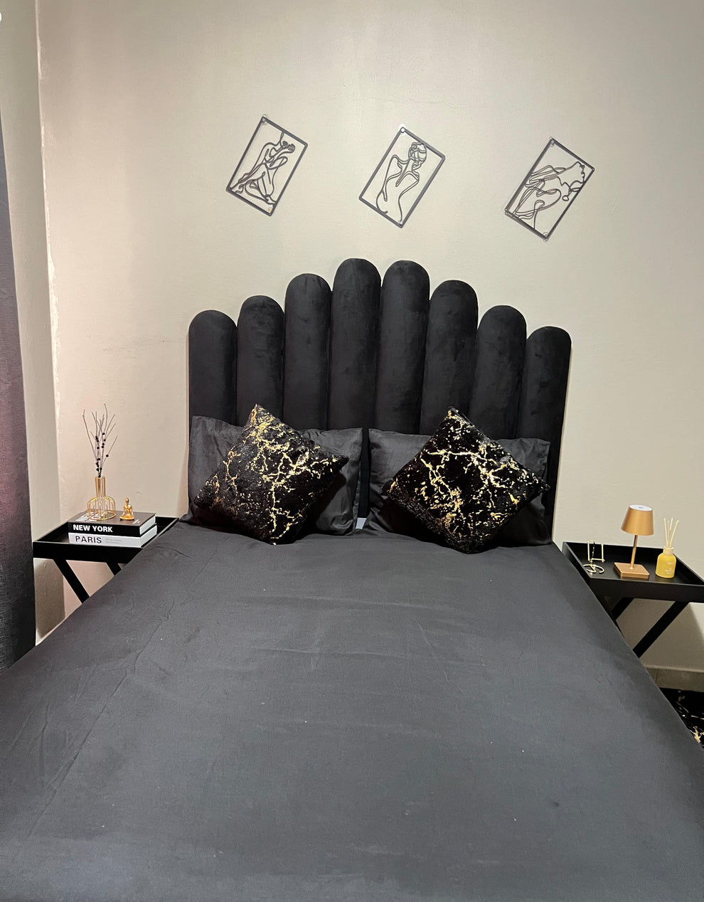 Floral Panel Headboard - Velvet Headboards – Luxe Living Interiors