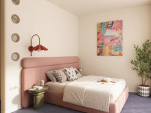 The Capri Bolster Headboard in blush pink corduroy - Luxe Living Interiors