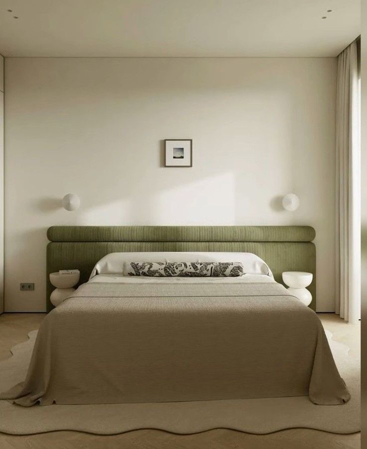 The Capri Bolster Headboard in sage corduroy - Luxe Living Interiors