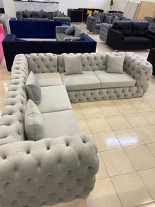 Half Room Corner Couch - Fully Buttoned Luxe Living Interiors