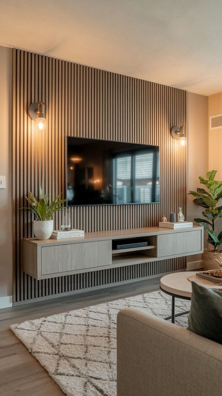 WallScape - Wall Panels and Floating TV Stand Luxe Living Interiors