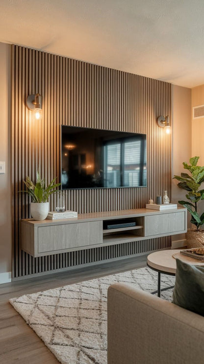 WallScape - Wall Panels and Floating TV Stand Luxe Living Interiors