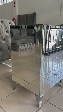 3-Drawer Glass Mirror Pedestals
